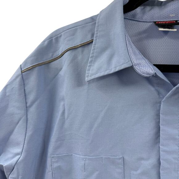 Red Kap blue button down Snap shirt - Picture 6 of 8